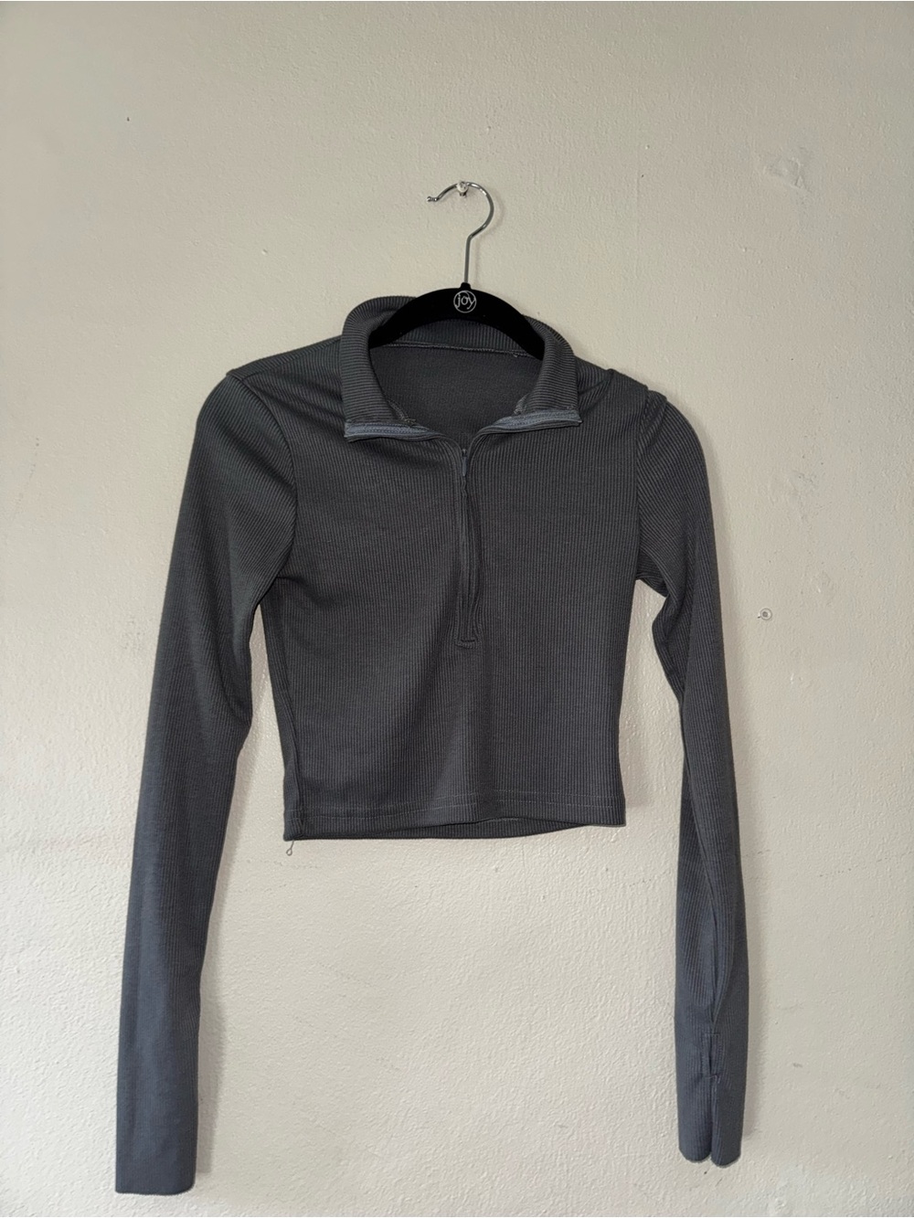 Women's Charcoal Half-Zip Long-Sleeve Top